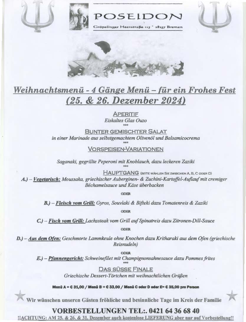 Weihnachtsmenü 2024